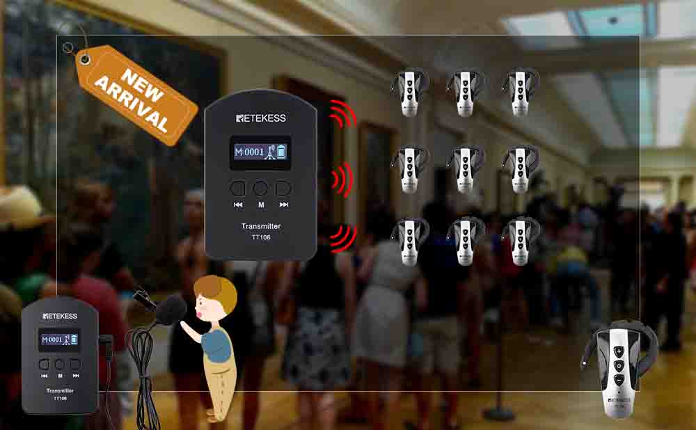 New Arrival Retekess TT106 Tour Guide System with Simple Earhook Receiver